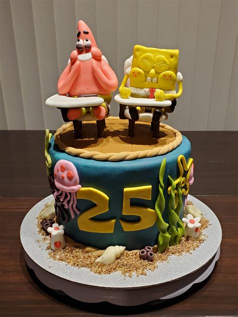 spongebob squarepants birthday cake|spongebob squarepants 25 birthday cake.